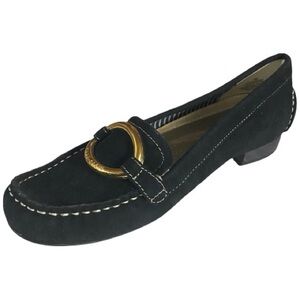 Anne Klein Suede Leather Loafers,Slip on, Flats, Sz 7, Neutral, Minimalist,comfy